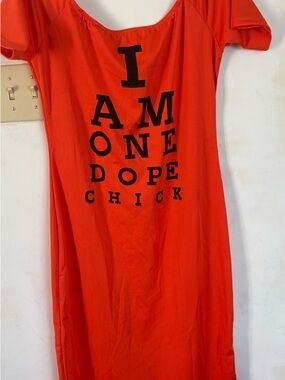 Orange Graphic Scoop Neck Maxi Dress - "I AM ONE DOPE CHICK"